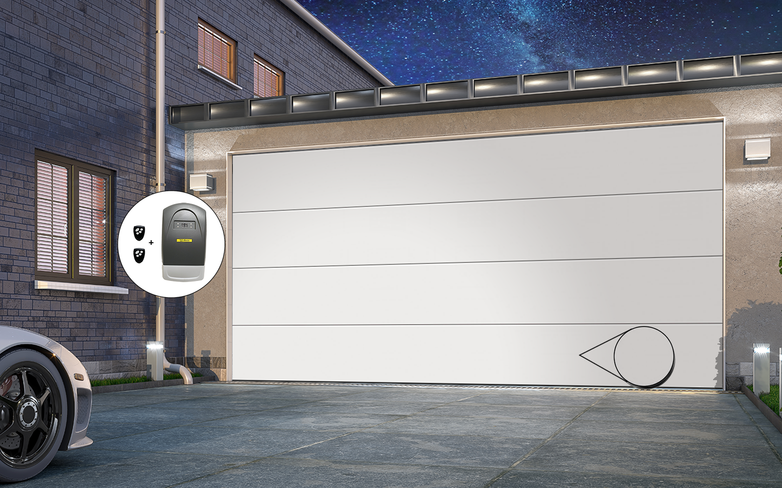 Porte de garage sectionnelle Lisse 4000 x 2000 RAL Blanche